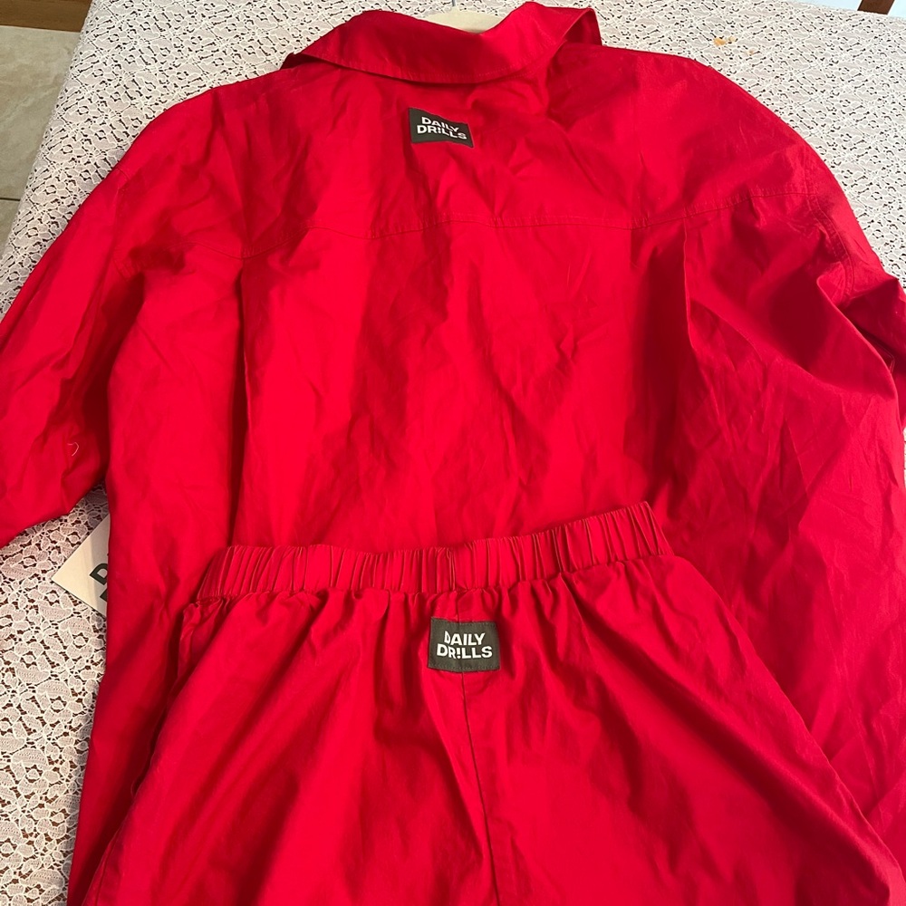 Daily Drills Red Poplin Set Size Extra Small NWT